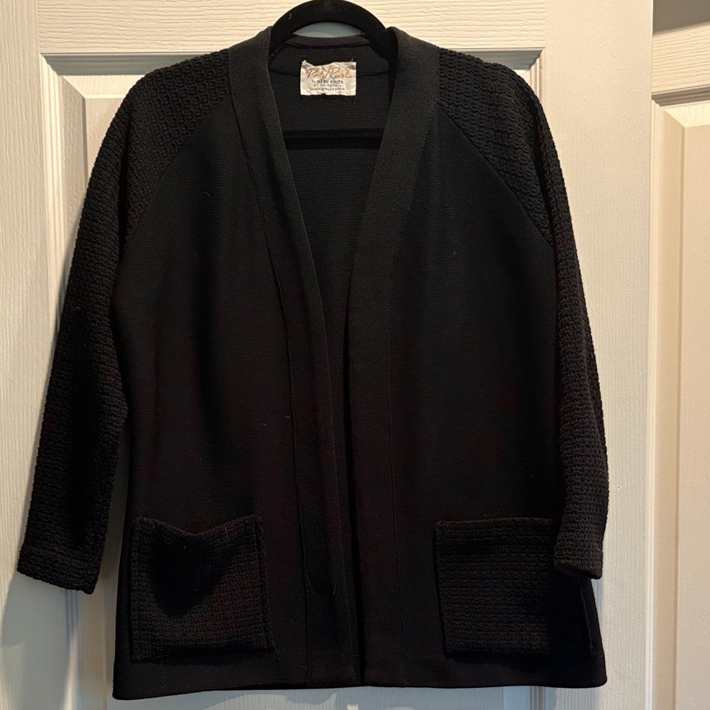 Black Open-Front Women's Sweater Cardigan - poly purl by hedy knits